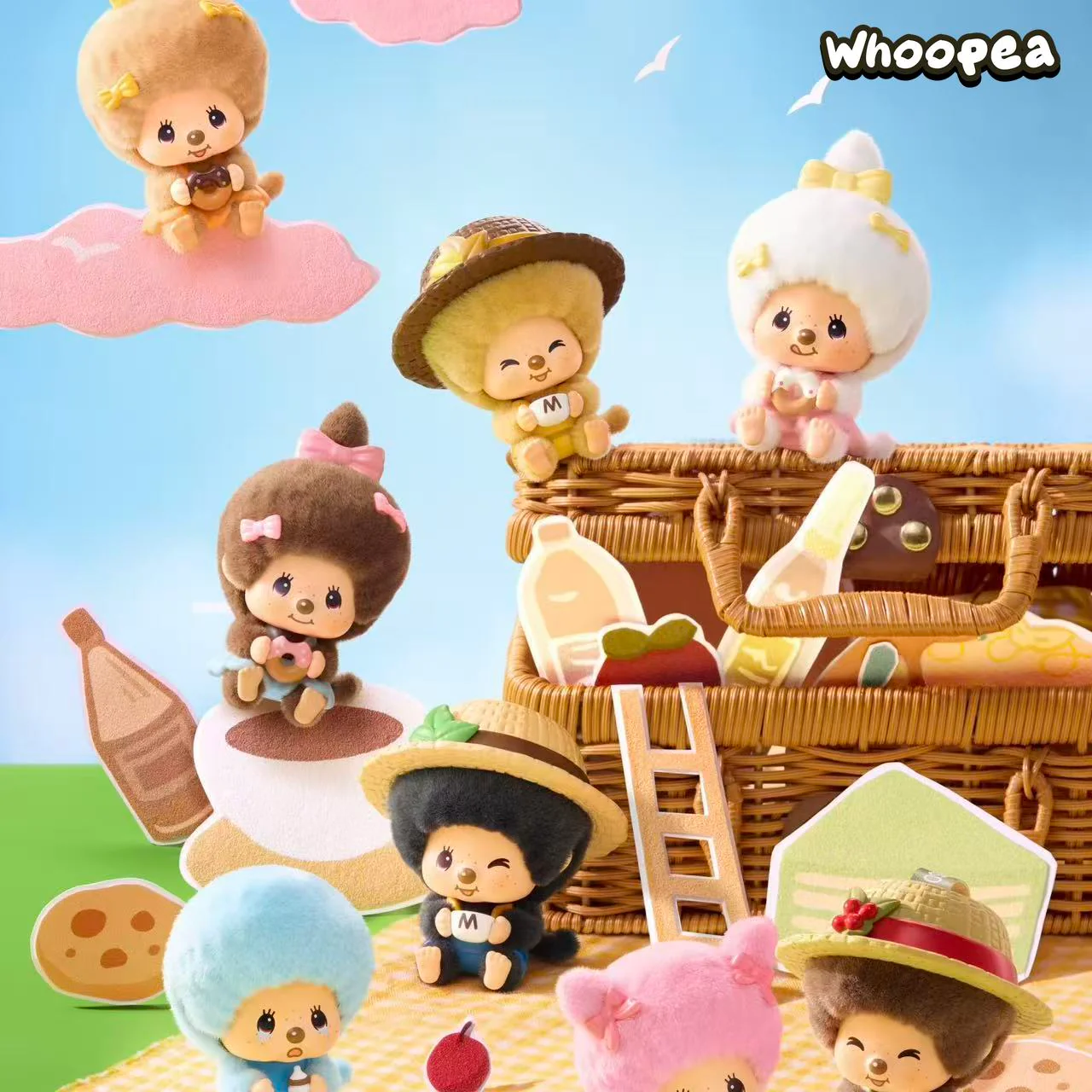 Monchhichi Mon Mon Farm Classic Coffee Series Face Flip Flocked Pendant Blind Box